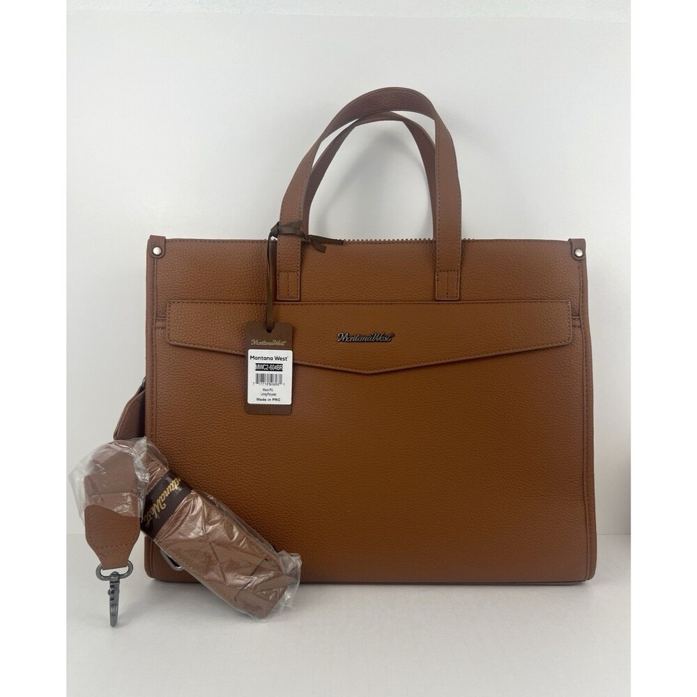 Montana West Large Laptop Tote Bag Brown Work Computer Shoulder Bag NWT